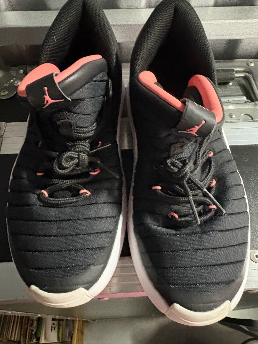 Jordan Black and Coral Accent Sneakers